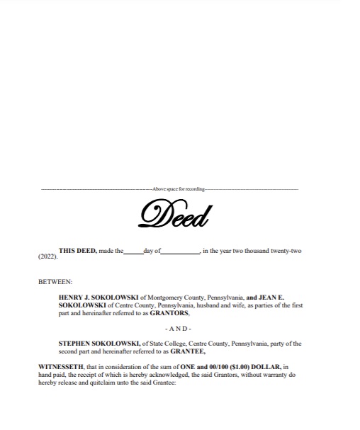 House settlement deed