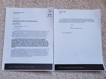 Sprint termination letter